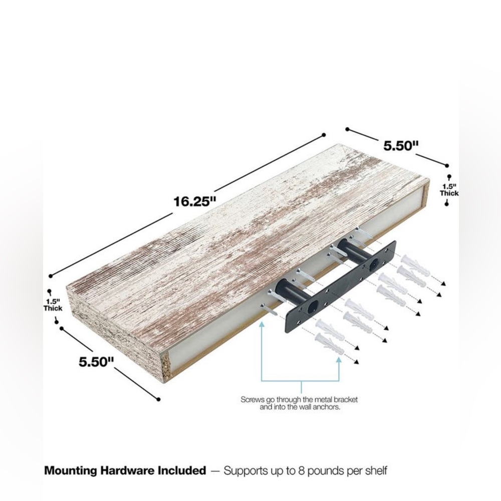 Sorbus, Vintage White Floating Shelf- Set f 3 - Brand new - Picture 3 of 6